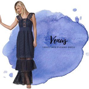 Venus Tiered Lace Evening Dress